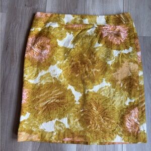 Talbots Floral Print Yellow & Pink Pencil Skirt Size 14P